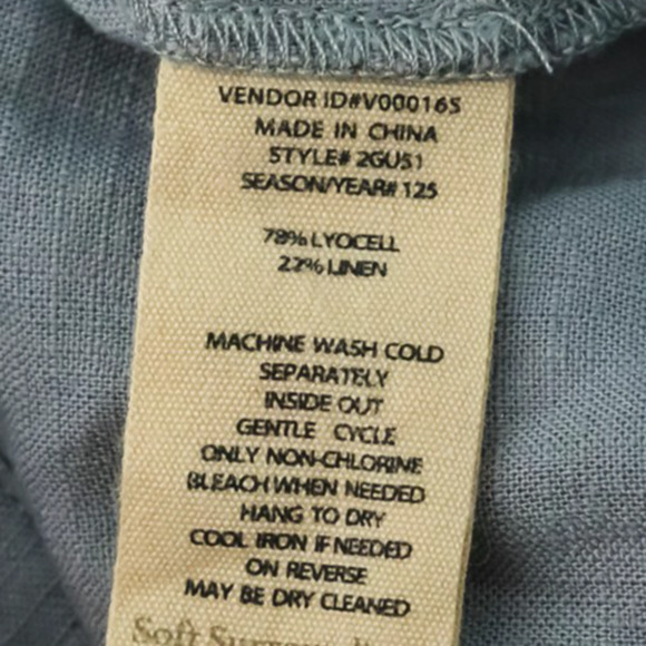 Soft Surroundings Plus Size 1X Gray Ruffle Pleated Button Linen Blend Tunic Top - Picture 5 of 6